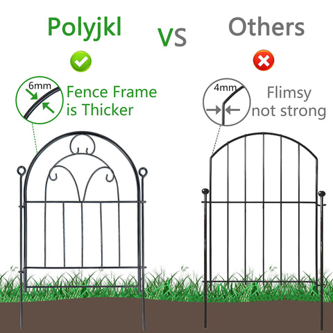 Polyjkl garden fence border highlighting 2-inch gaps for garden separation.