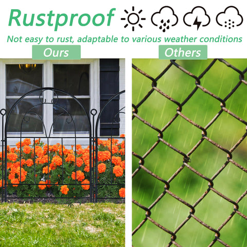 Polyjkl rustproof metal fence featuring 17-inch height for sturdy outdoor use.