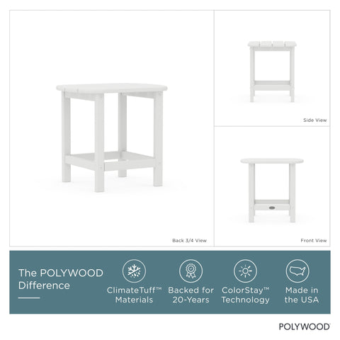 POLYWOOD all-weather table resists stains and weather, keeping surfaces easy to wipe clean.
