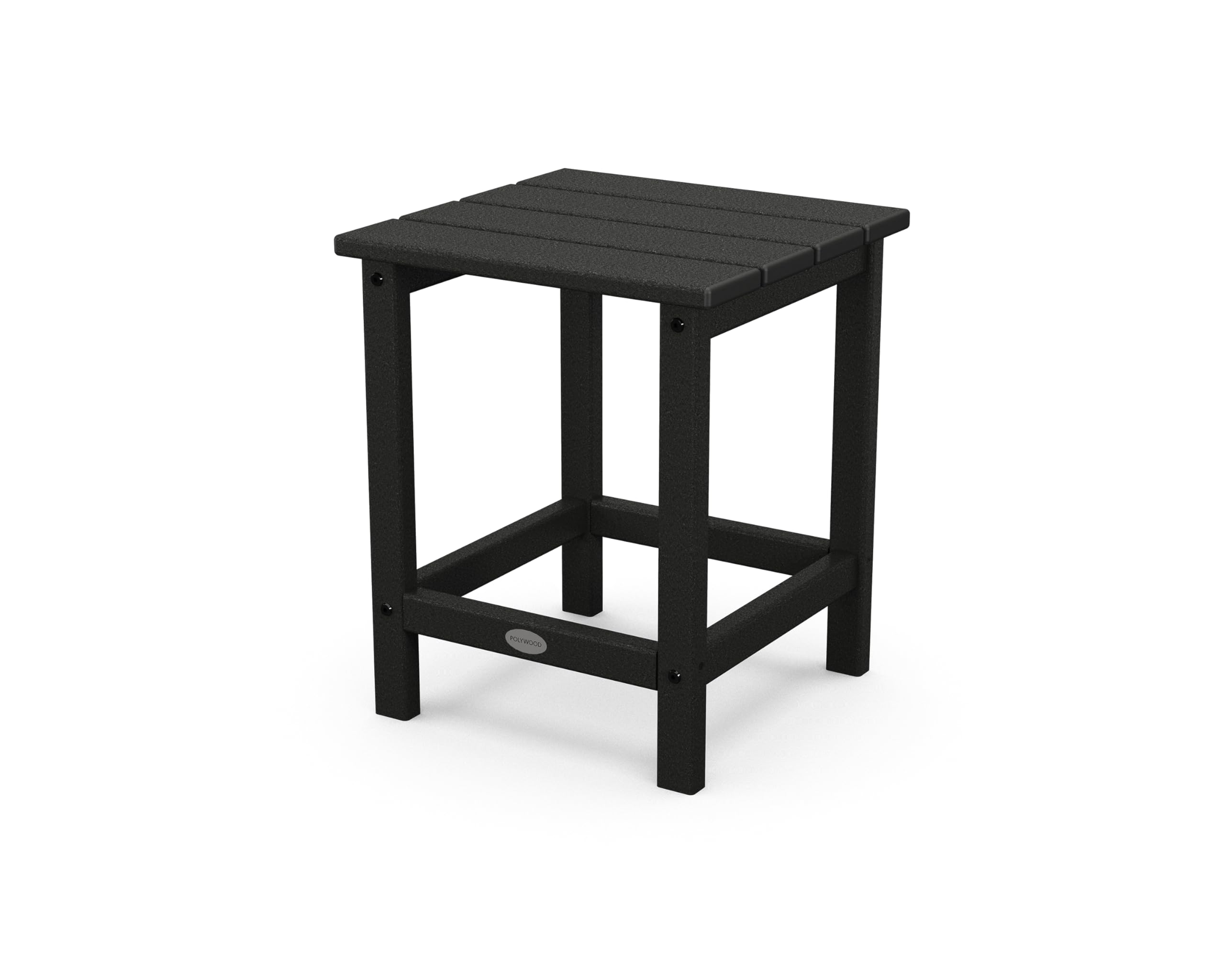 POLYWOOD Long Island 18-inch Side Table black, top view for outdoor entertaining and drinks.