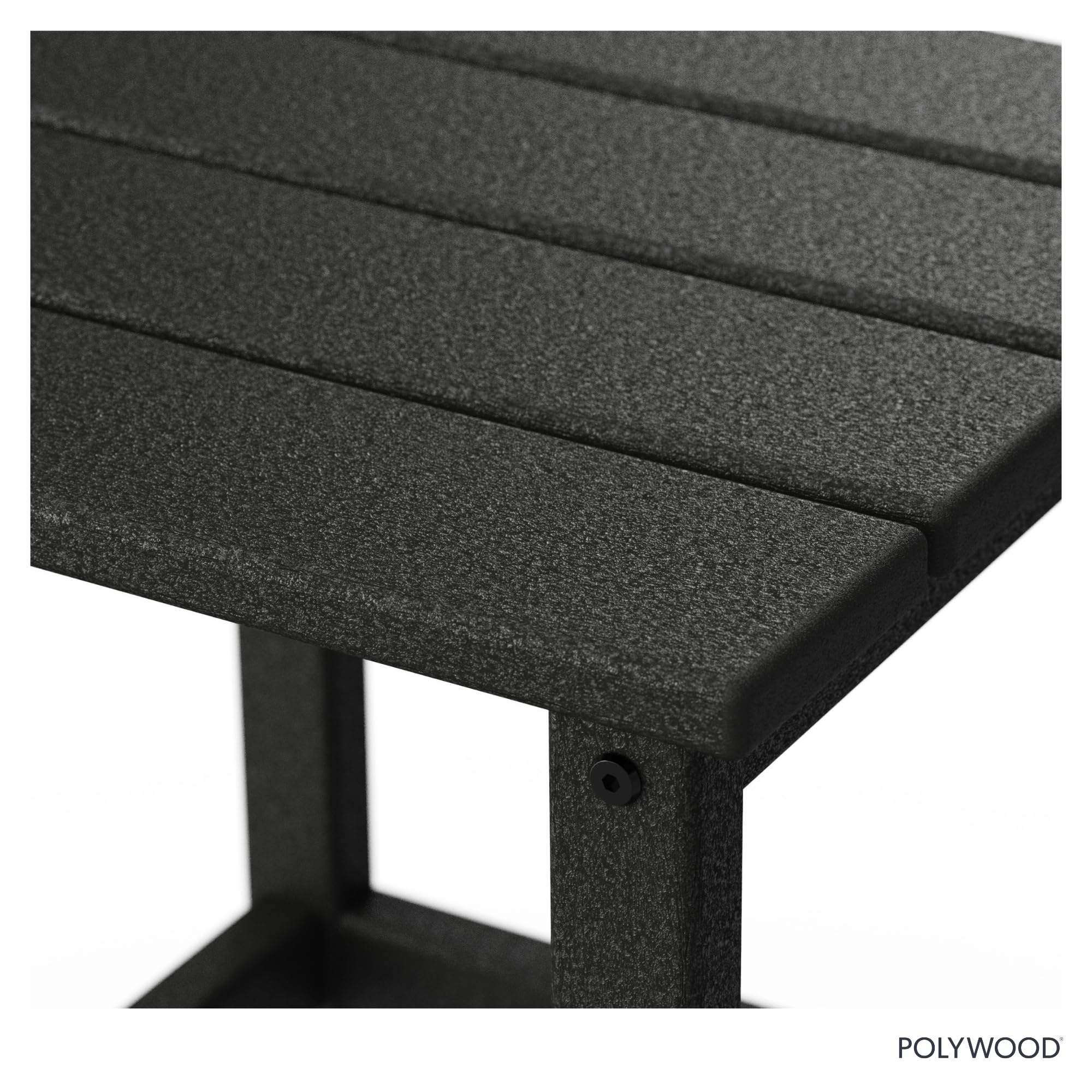 POLYWOOD Long Island 18-inch Side Table black, space for wireless speaker and decor.
