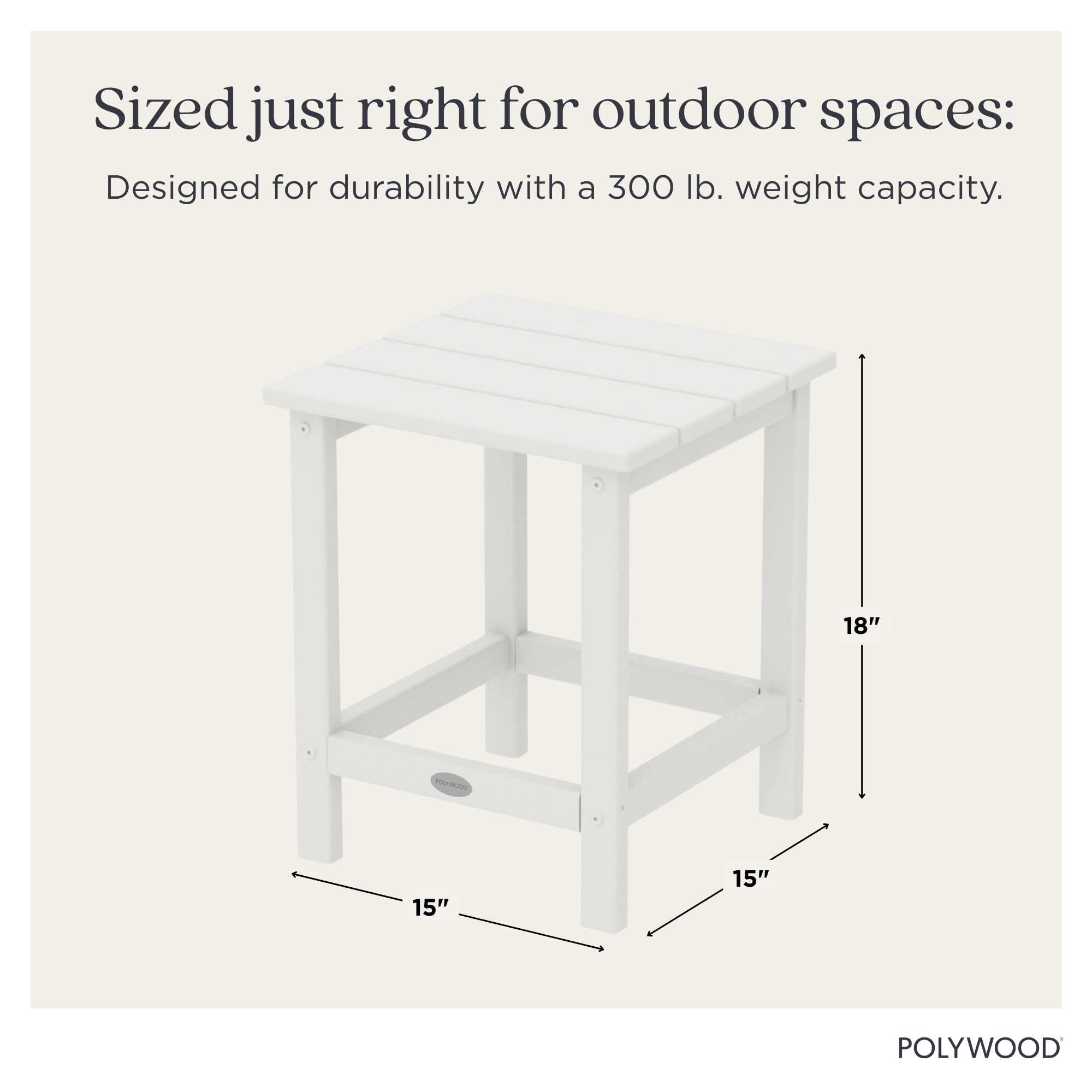 Durable POLYWOOD lumber withstands sun and snow with simple soap-and-water cleaning.