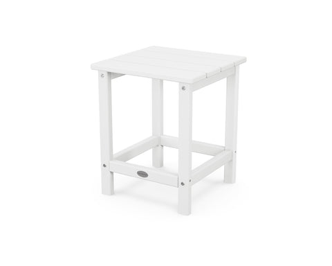 POLYWOOD Long Island 18-inch Side Table white with full-slat top for outdoor entertaining.