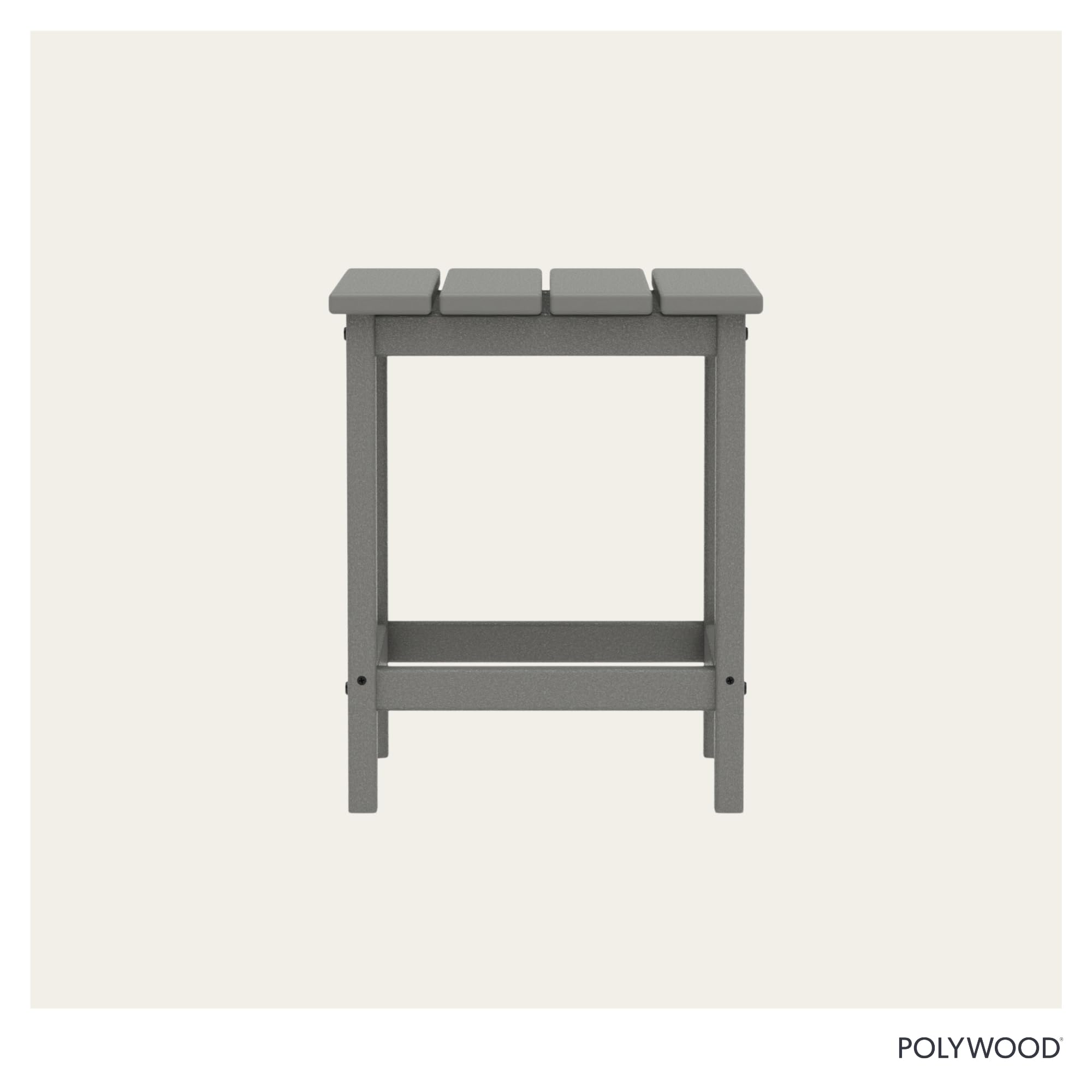 POLYWOOD Long Island Side Table, slate grey, assembly-friendly with simple steps.