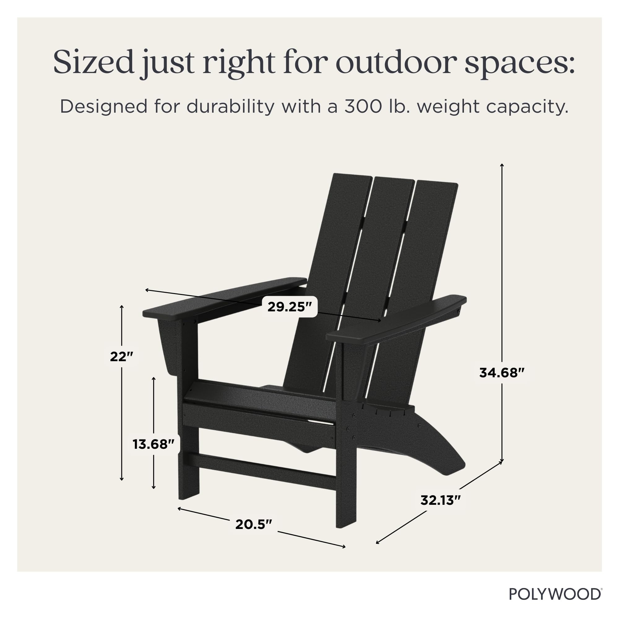 Close-up of polywood chair black armrests detailing ergonomic support and durability.