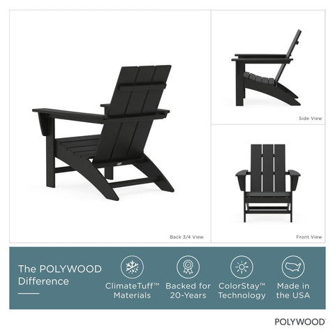 Contoured seat of Polywood chair in black emphasizing comfort and form.