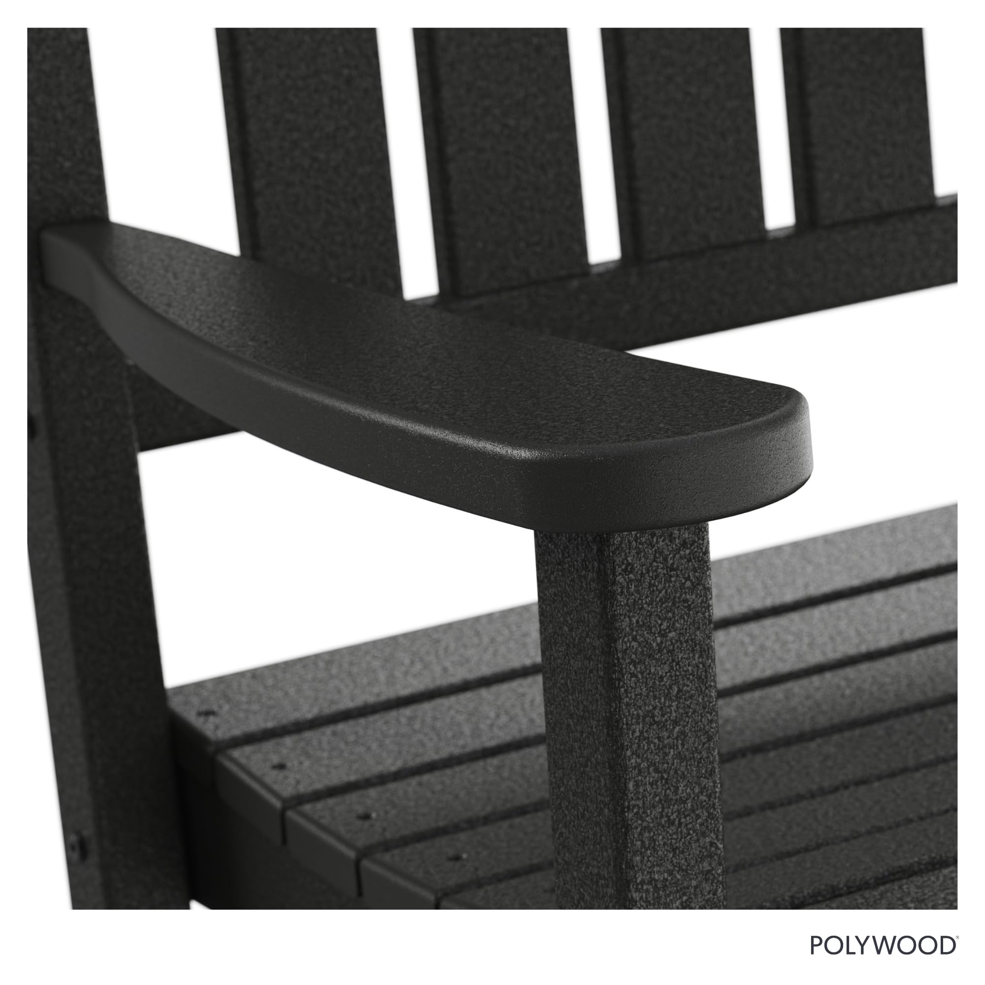 Polywood Presidential Rocking Chair Black color stay feature maintains vibrant shade in sun.