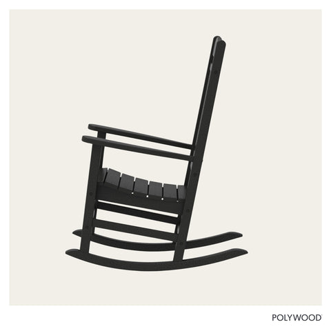 Polywood Presidential Rocking Chair Black weather resilience demonstrates climate-tuff materials.