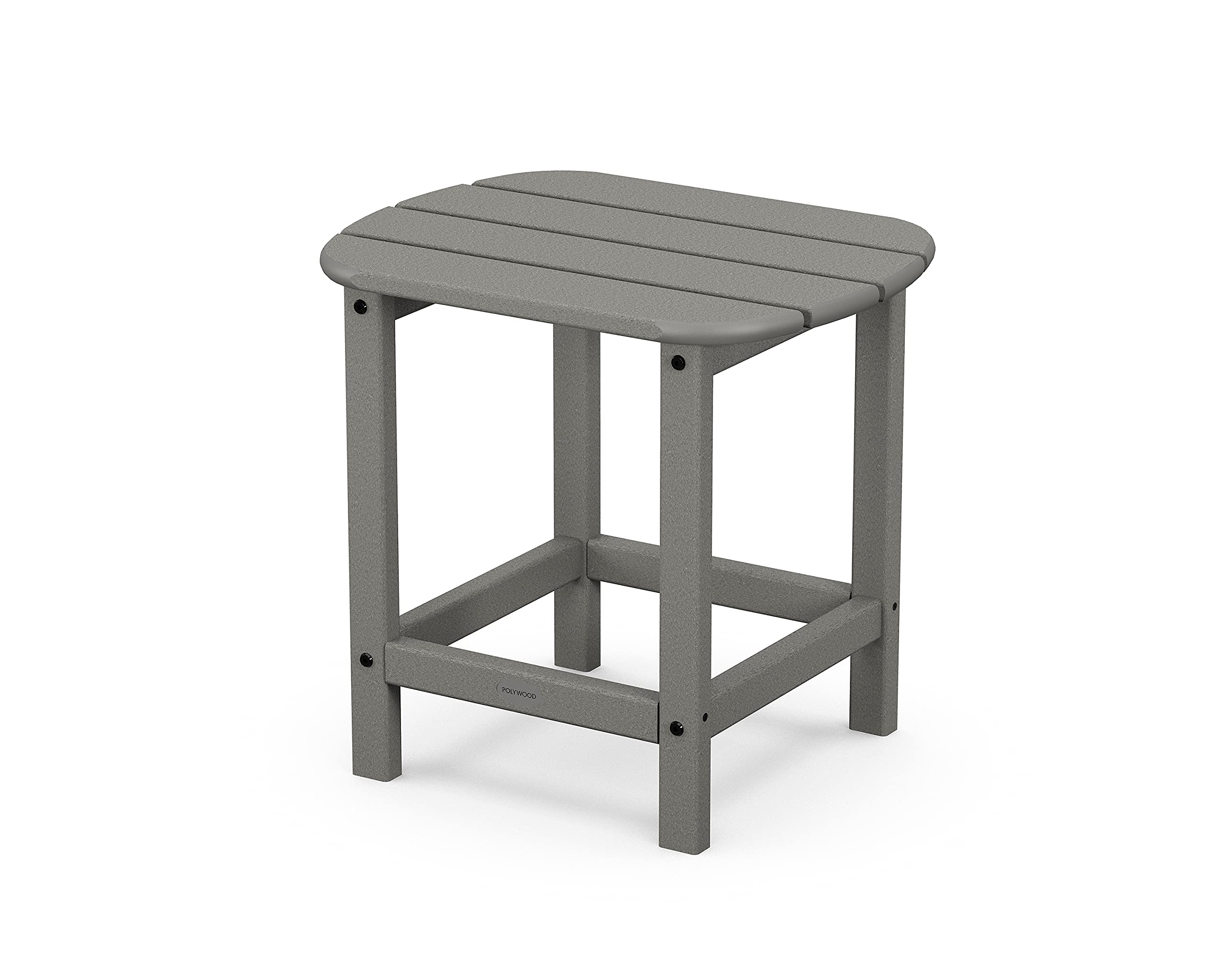 Polywood South Beach side table, front view, sturdy all-weather surface for outdoor drinks.
