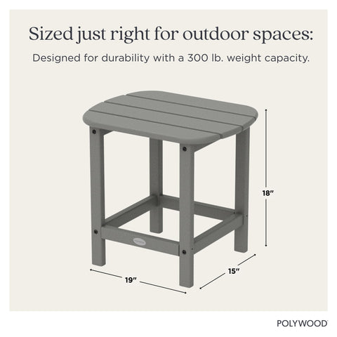 Polywood South Beach side table with chair pairing, ideal for patio lounging.