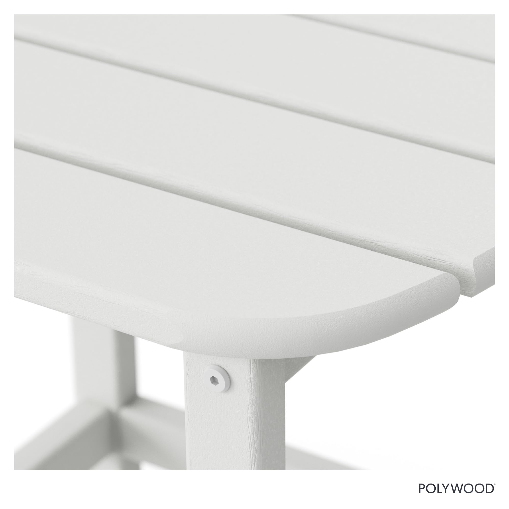 POLYWOOD table resists oil and salt spray for coastal decks.
