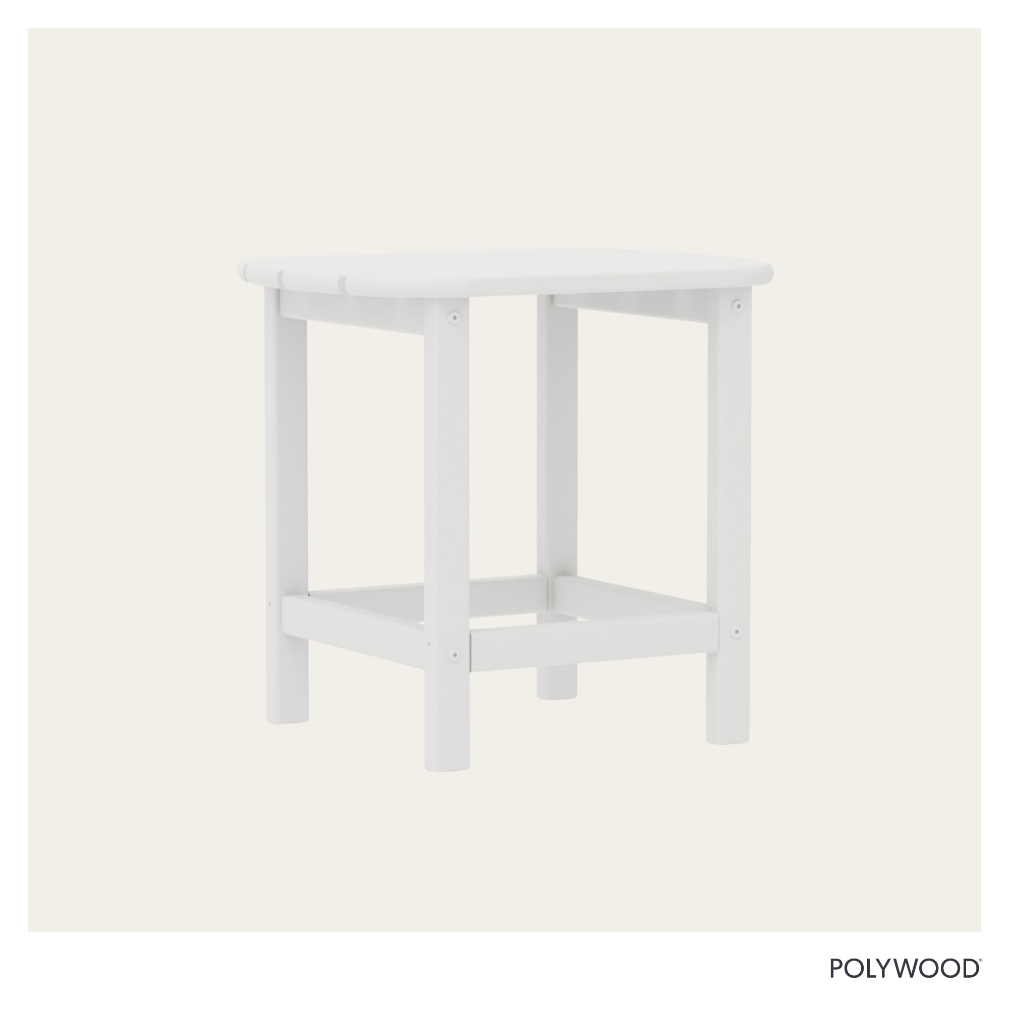 POLYWOOD 18-inch side table complements Adirondack seating with a cohesive, stylish look.