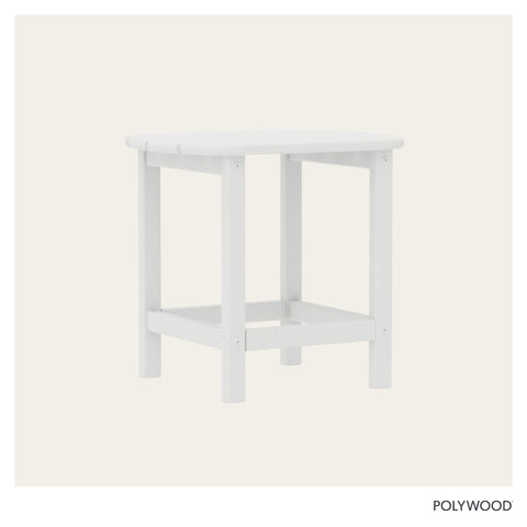 POLYWOOD 18-inch side table complements Adirondack seating with a cohesive, stylish look.
