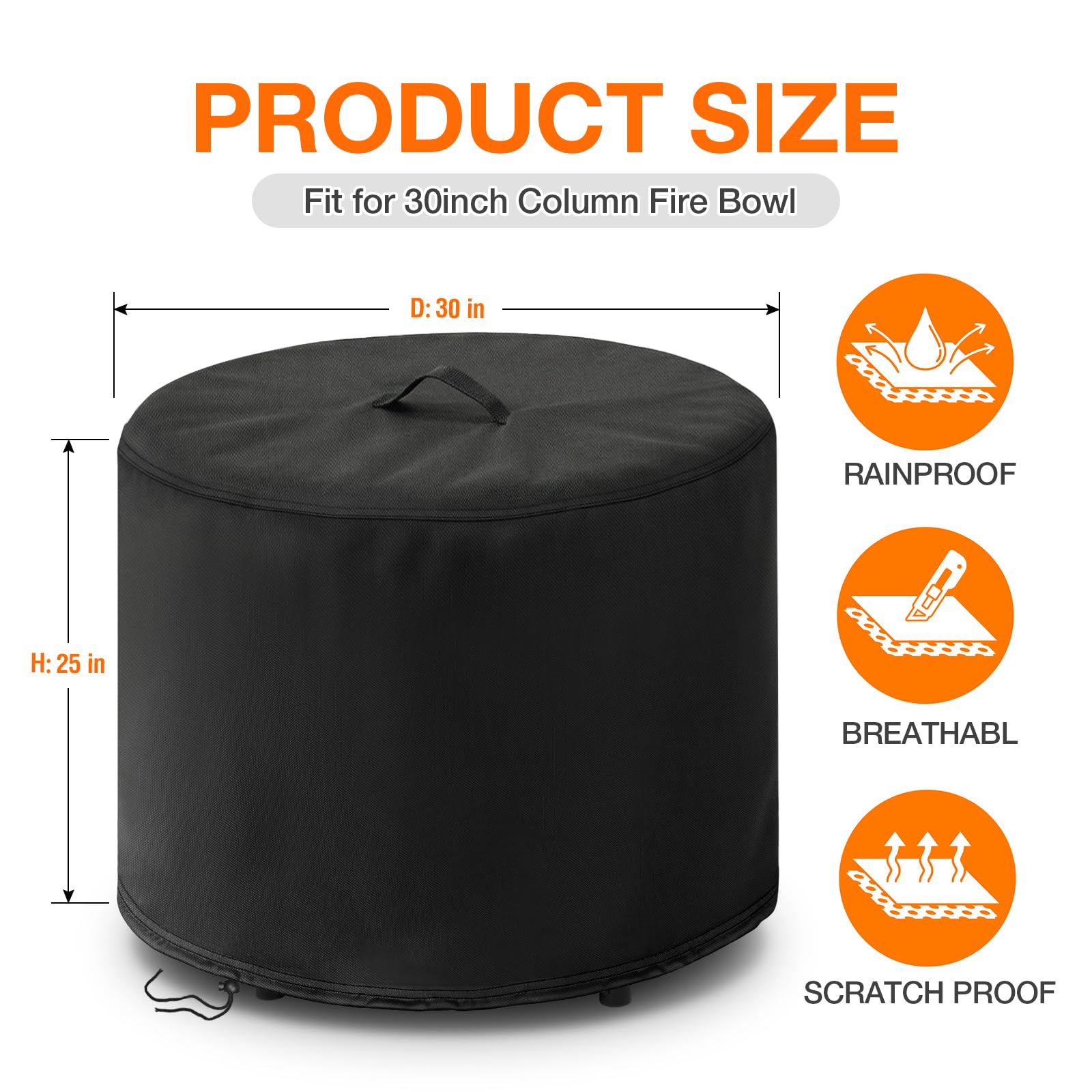 POMER fire pit cover with waterproof silver-coated fabric guards against rain