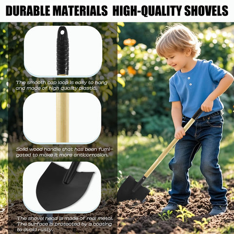POMIKU lightweight dual shovels offer easy transport for beach or garden play.