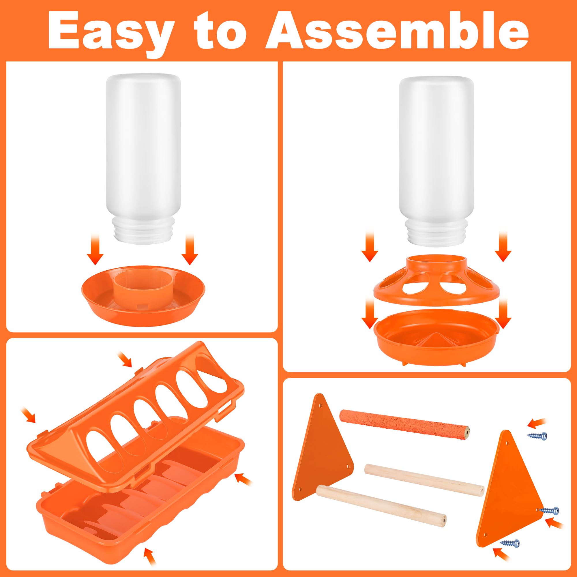 POMINEL orange feeder and waterer top view, quick-access design for busy days