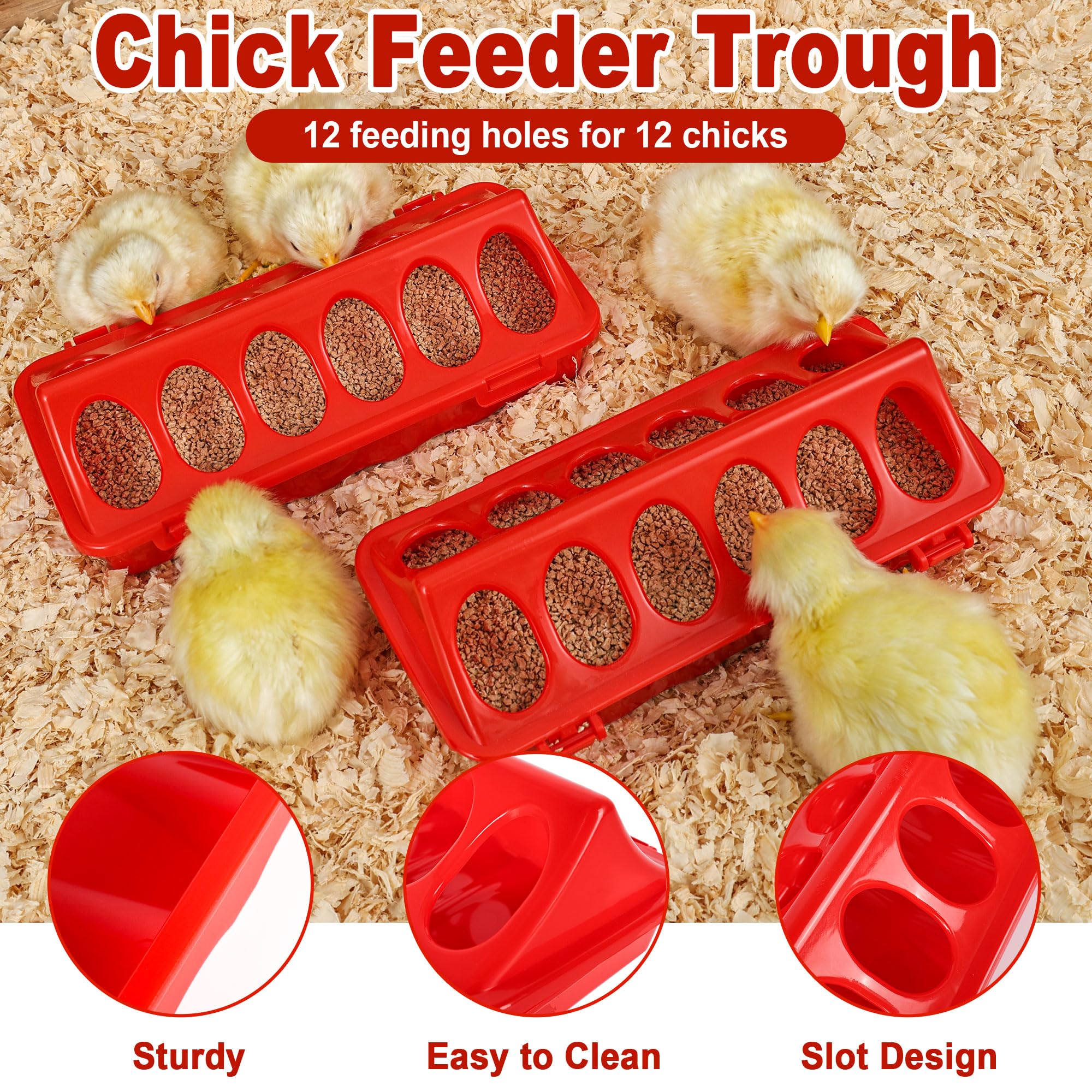 POMINEL chick feeder with troughs ready for multiple chicks