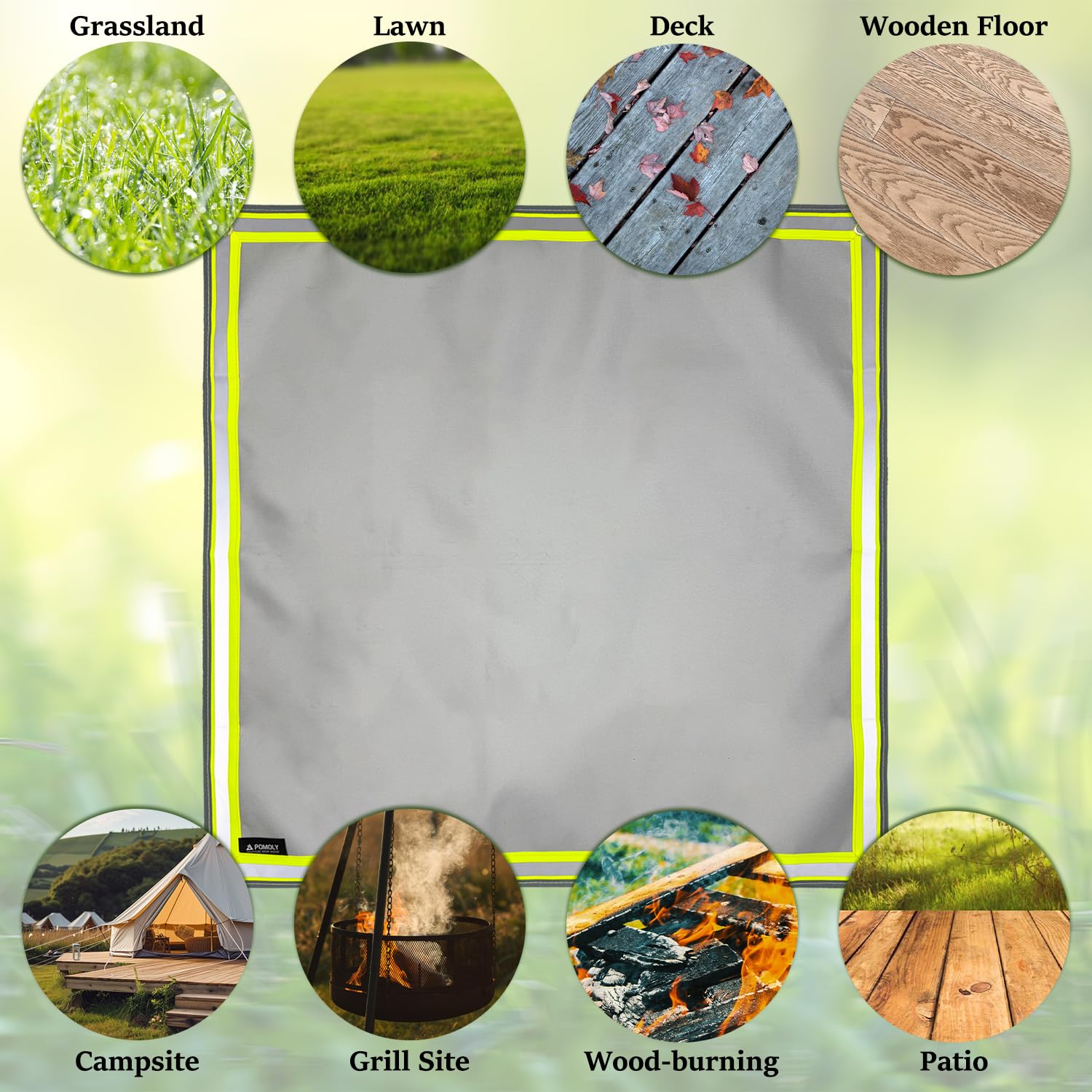 Pomoly fire pit mat dimensions 39.4-inch square for wide coverage