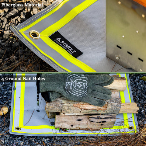 POMOLY fire pit mat size 31.5 x 19.7 inches
