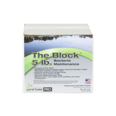 Pond BOSS CBBPR5 packaging image showing a 5-pound block for easy, non-chemical pond care.