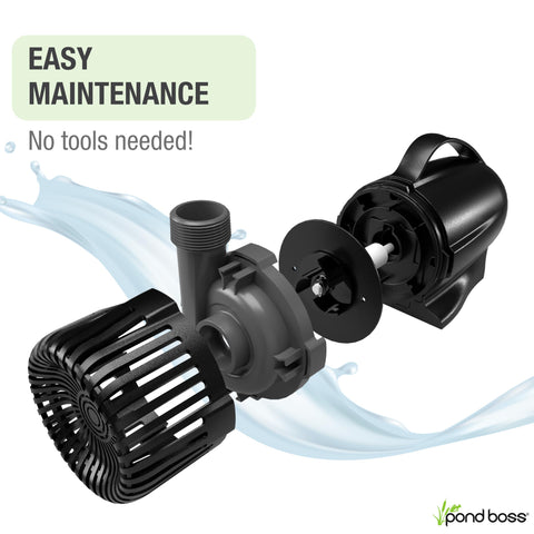 Pond Boss 2300 GPH pump with durable construction for outdoor use.