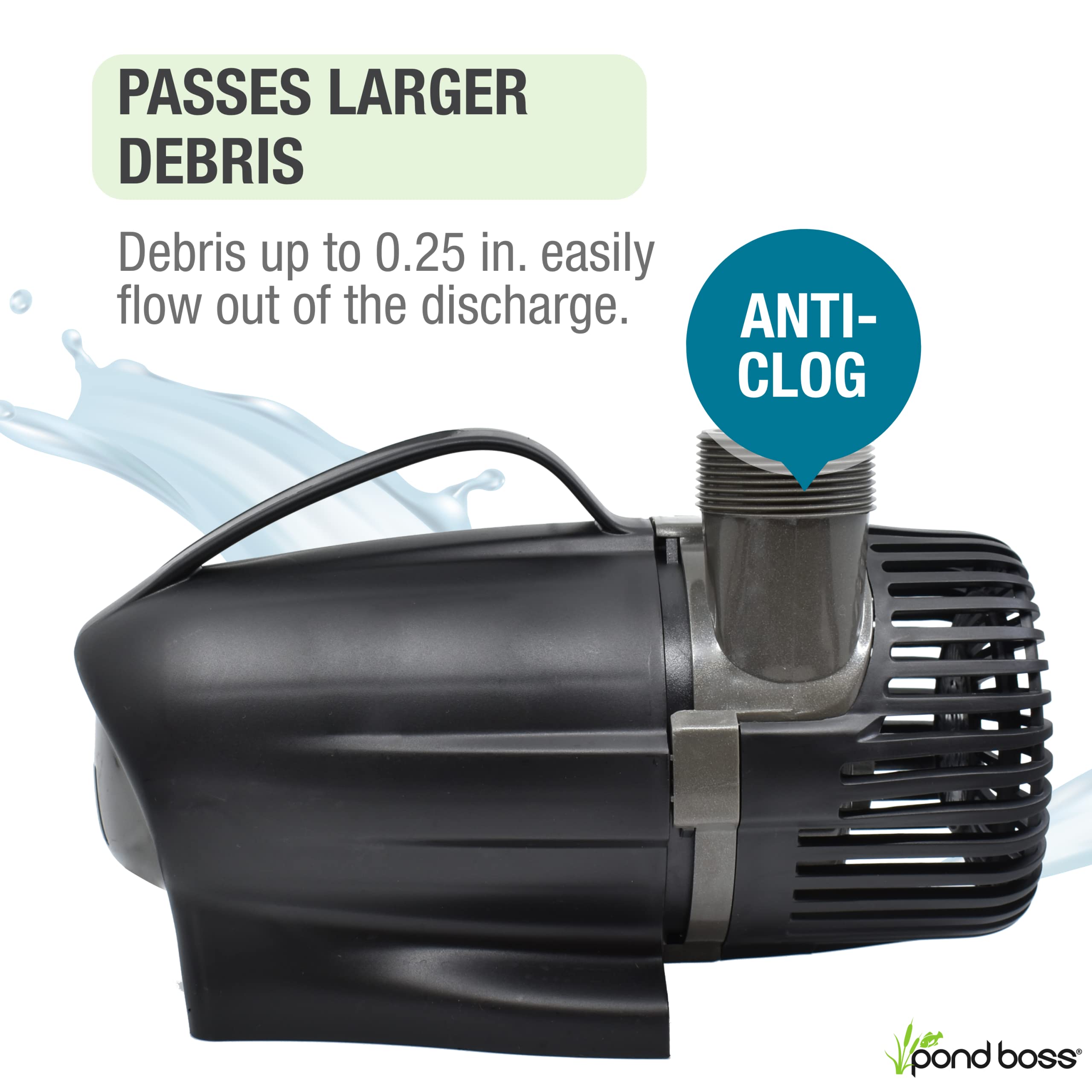 Pond Boss 3600 GPH pump with flex impeller for efficiency
