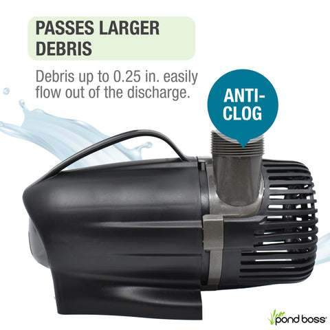 Pond Boss 3600 GPH pump with flex impeller for efficiency
