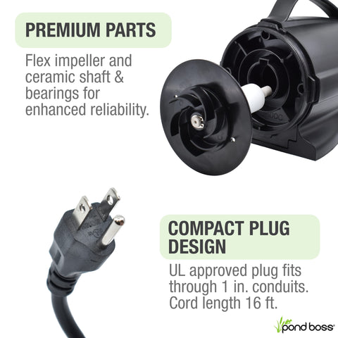 Pond Boss 3600 GPH pump packaging for storage and transport