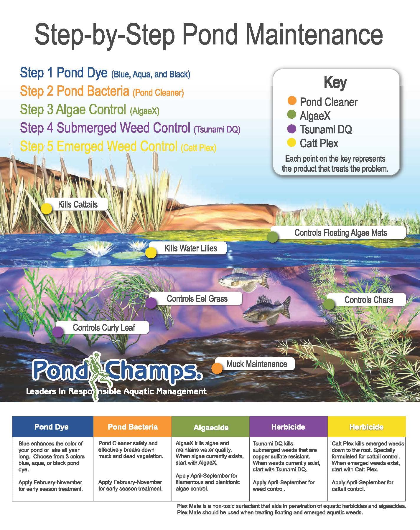 Pond Champs Blue Lake Dye safe for fish and wildlife imagery