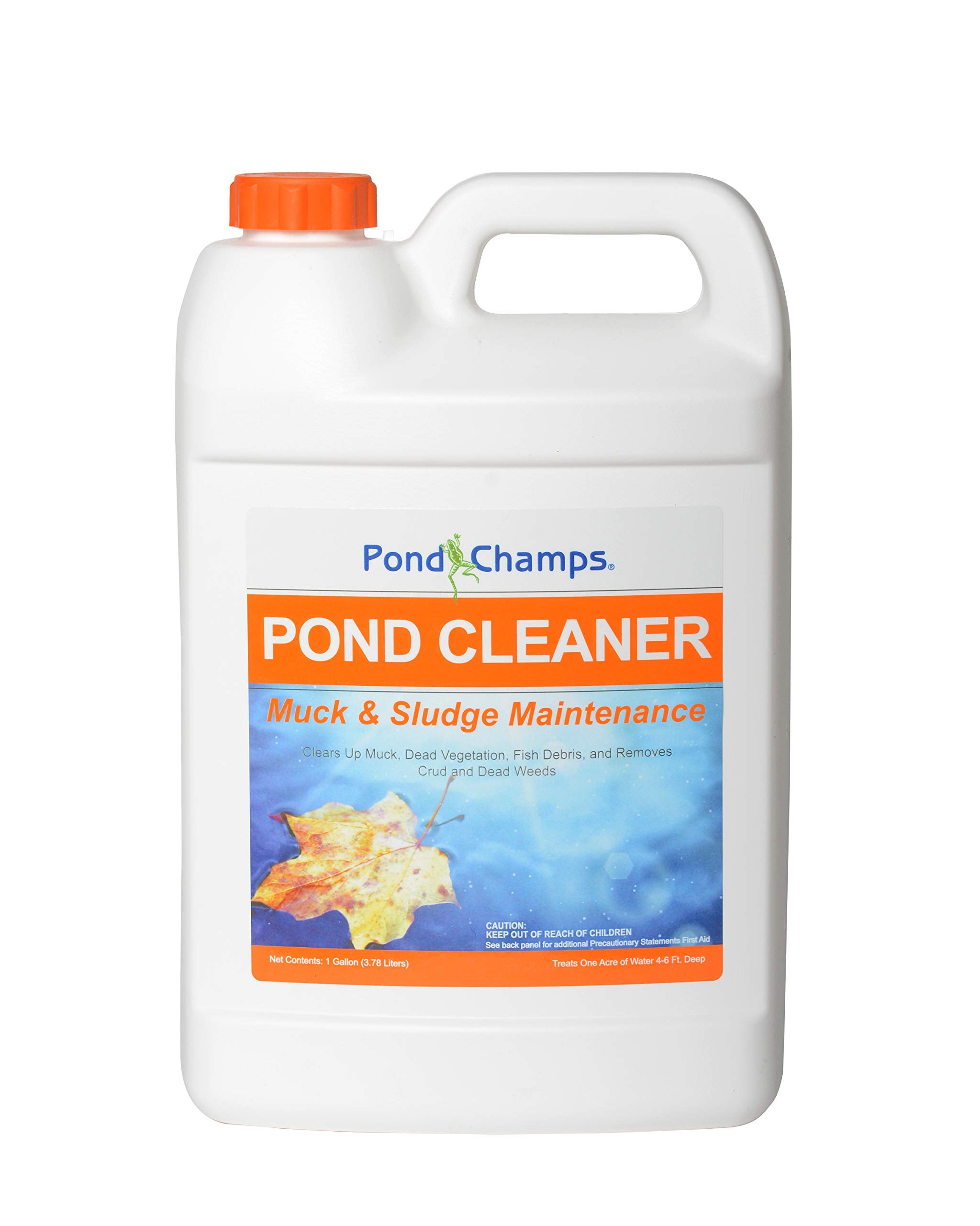 Pond Champs Pond Cleaner bottle front promoting safe pond care for koi and goldfish