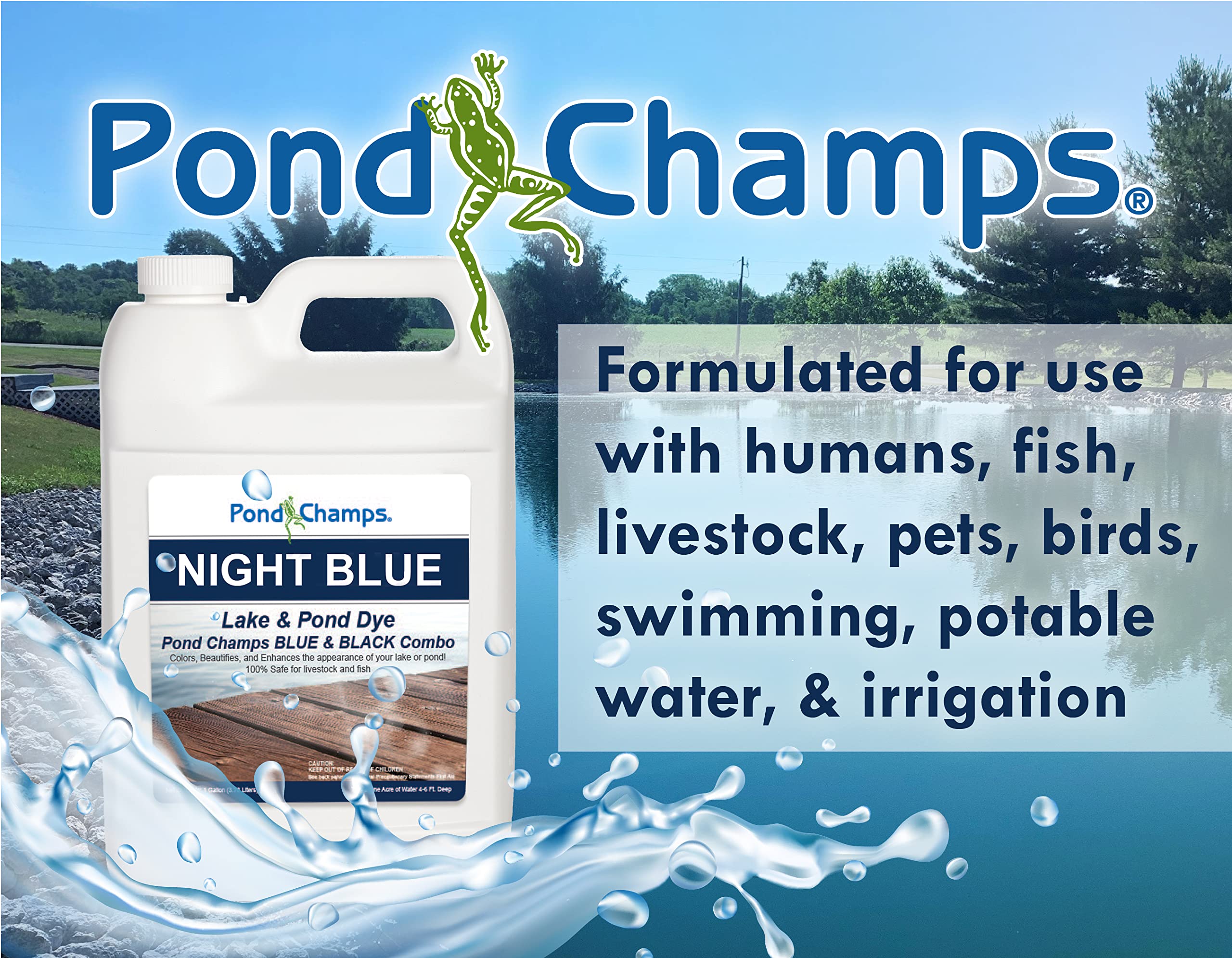 Pond Champs professional-grade packaging highlights reliability for lake owners.
