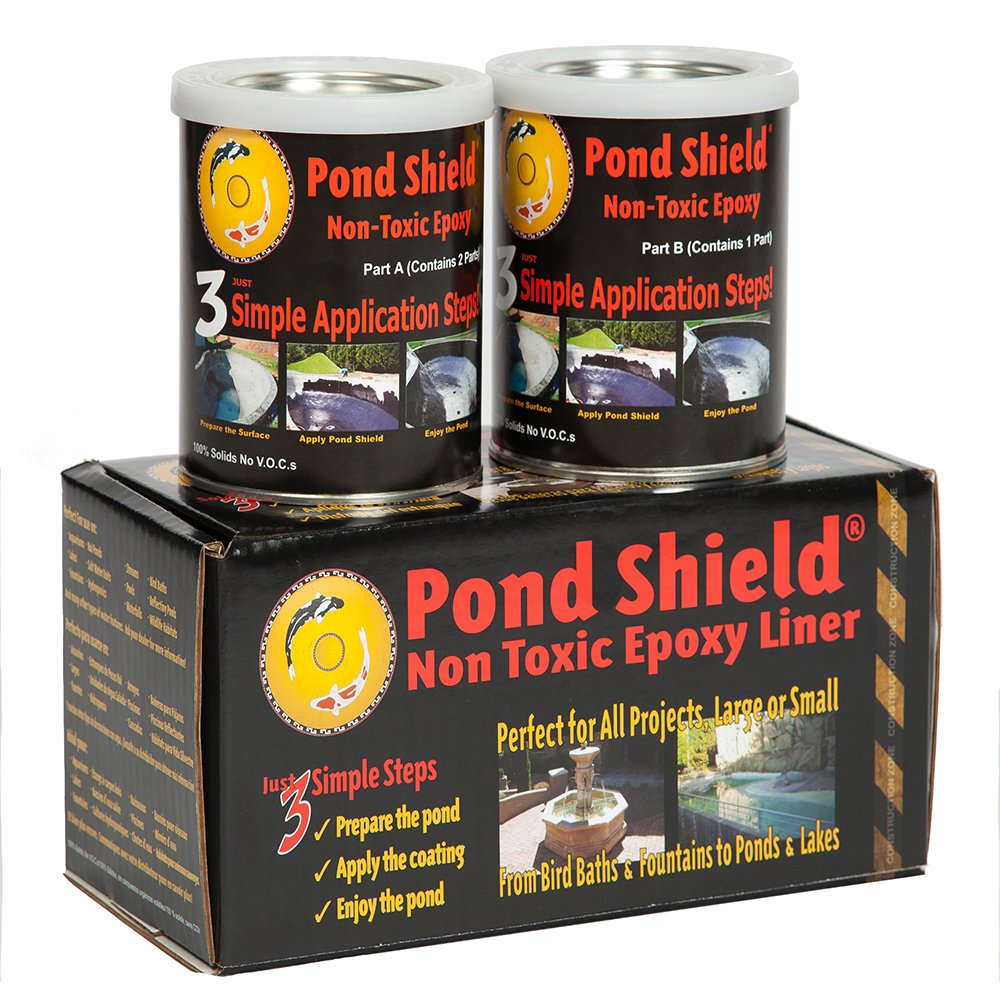 Pond Shield gray epoxy paint bottle for durable pond waterproofing