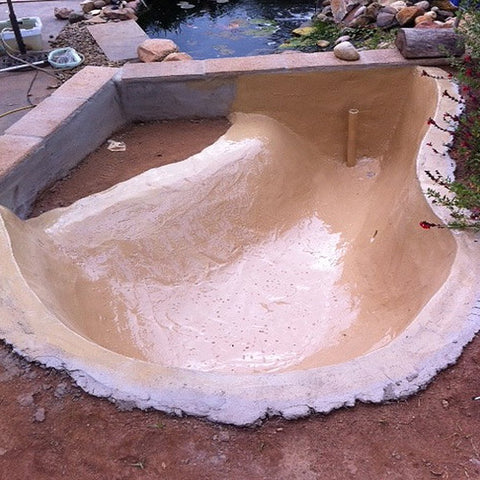 Pond Shield tan epoxy paint algae-resistant surface suggests easy maintenance.