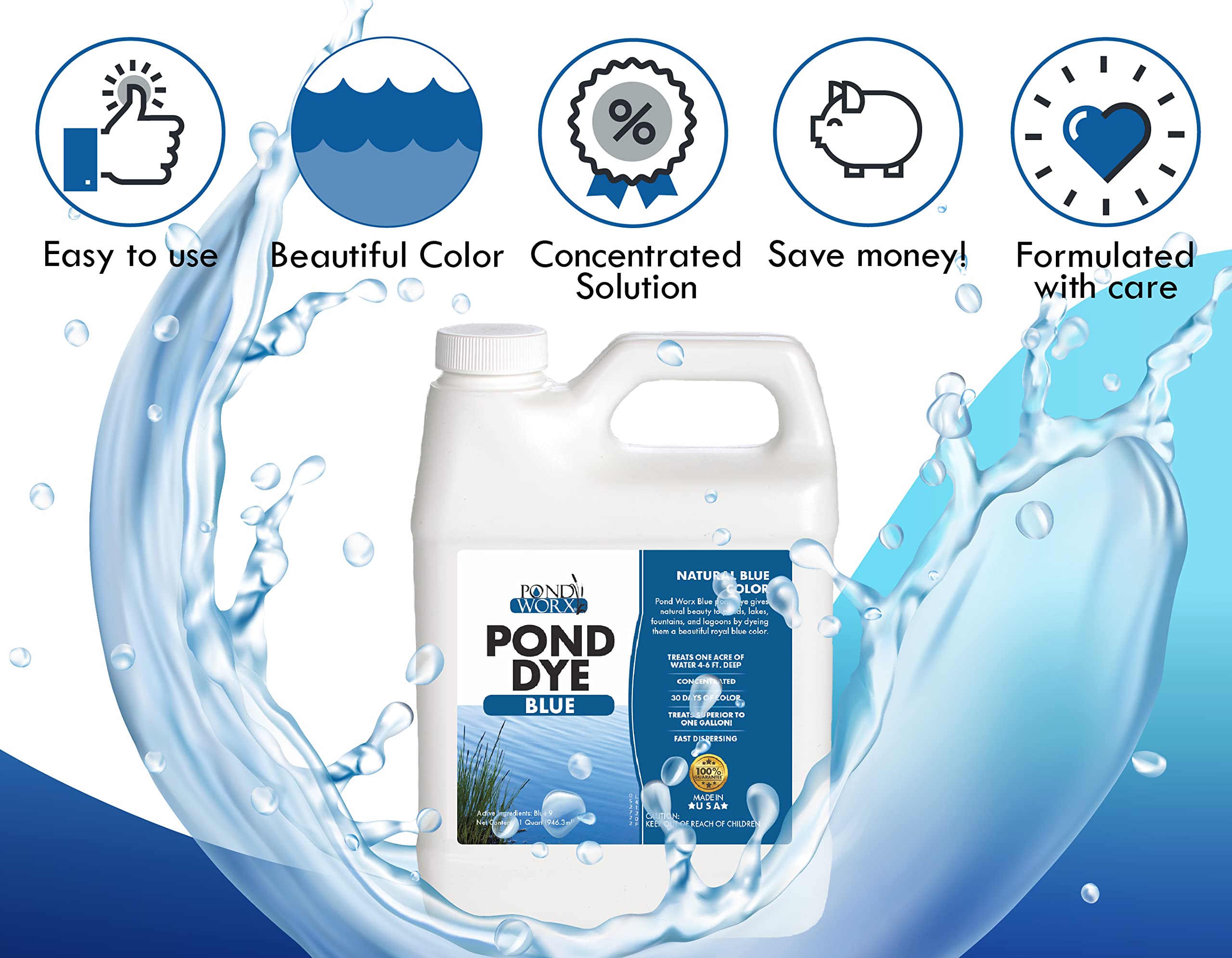 Pond Worx Blue Lake Dye demonstrates color stability under sun