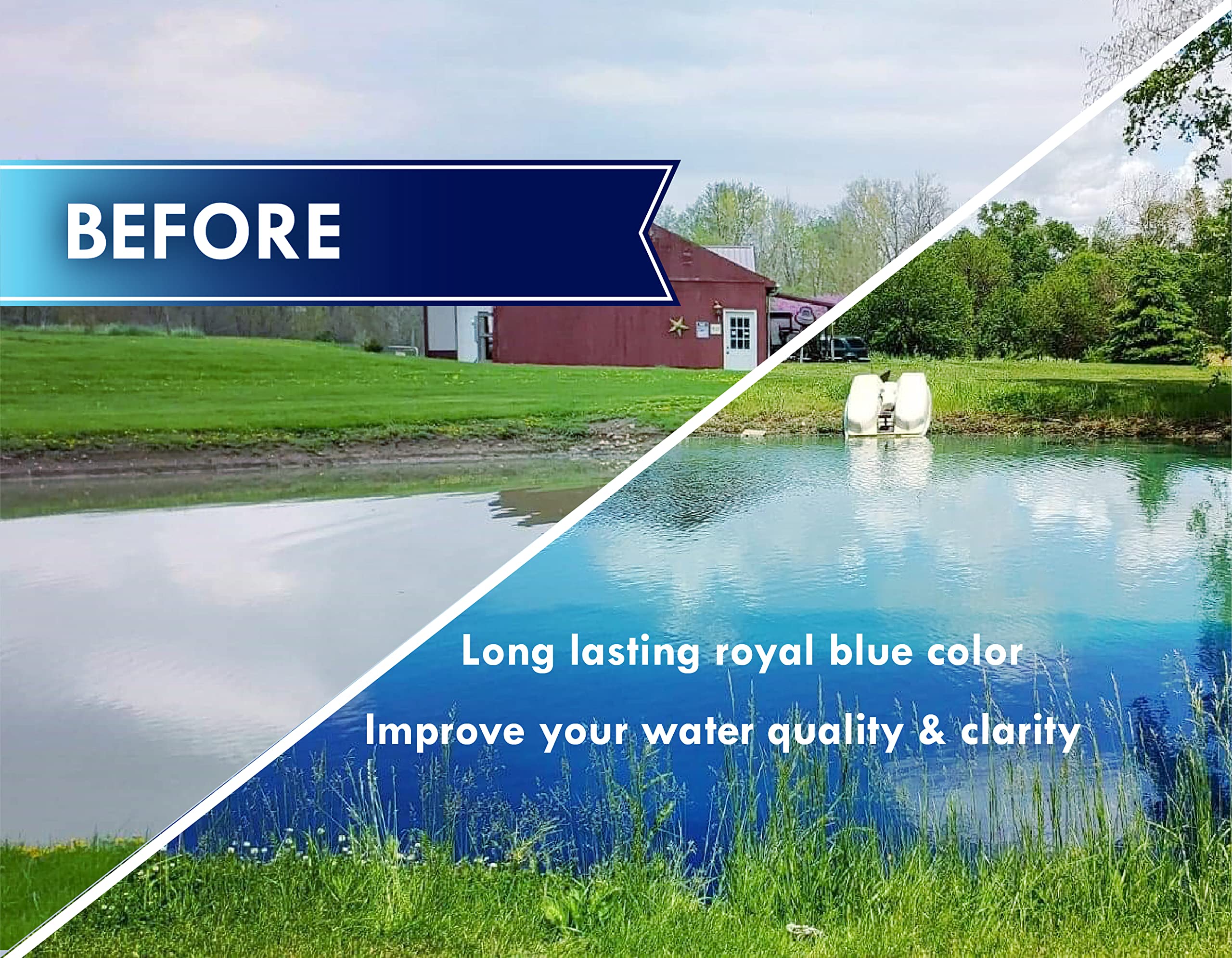 Pond Worx Blue Lake Dye safety label emphasizes directed use