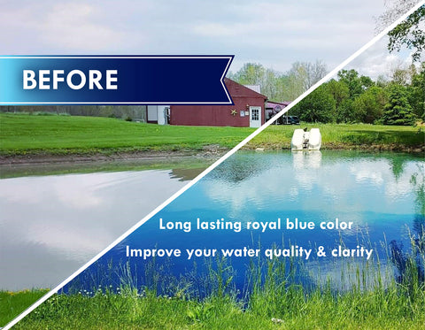 Pond Worx Blue Lake Dye safety label emphasizes directed use