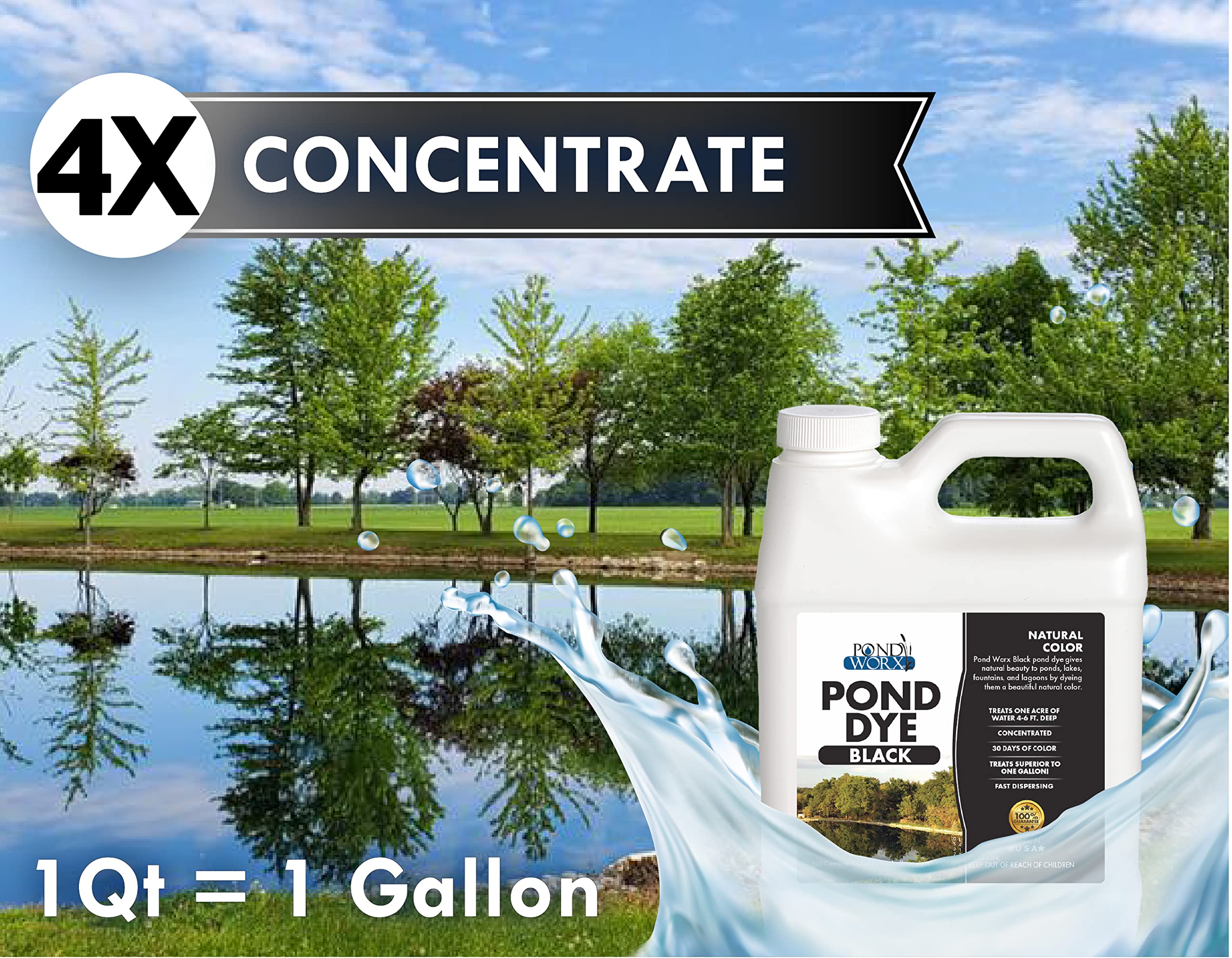 Pond Worx dye in use demonstrates even tint across the pond.