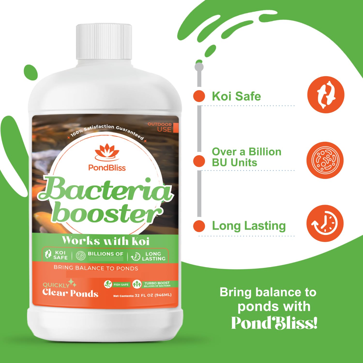 PondBliss Beneficial Booster koi-friendly formula supports safer pond habitats.
