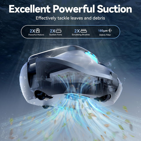Pondee X1 shows 120-minute runtime cleaning a mid-sized pool floor