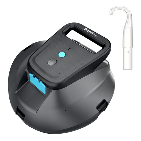 Pondee X1 cordless robotic pool vacuum in action demonstrates efficient debris pickup