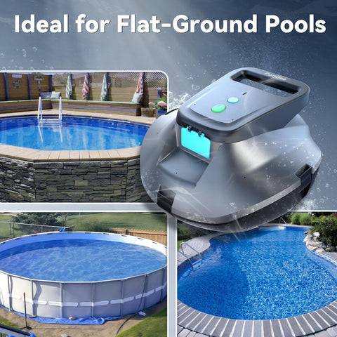 Pondee X1 navigates flat-bottom inground pool surfaces without getting stuck