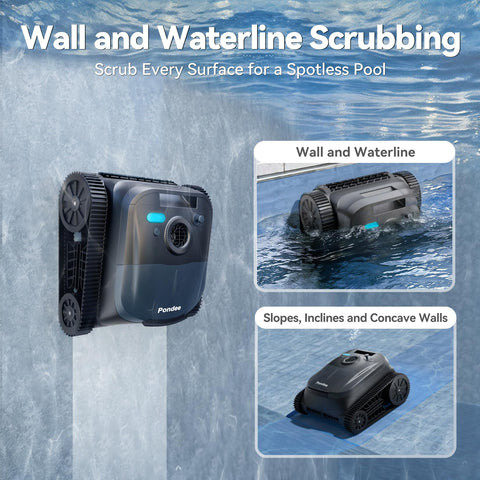 Pondee X5 floor cleaning in action highlights deep-cleaning performance on the pool floor.