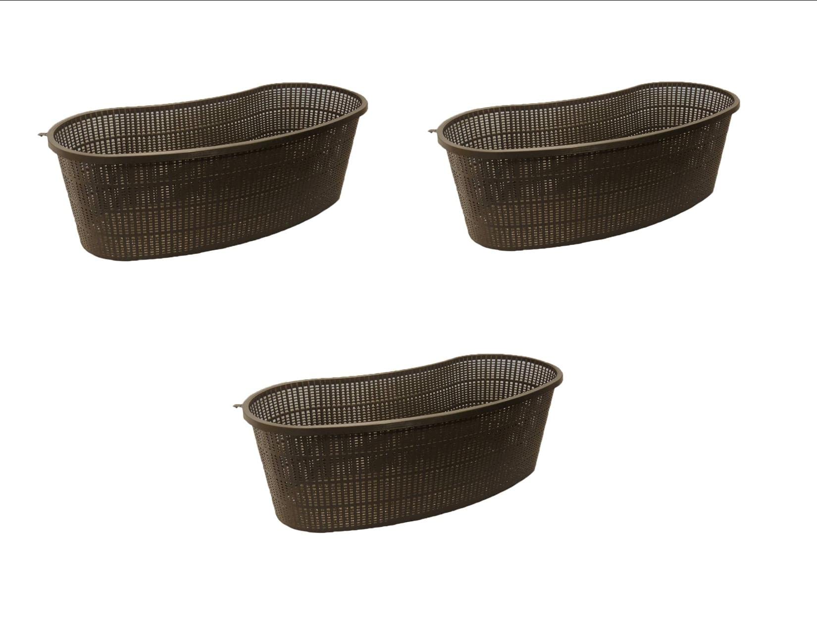 PondH2o contour kidney-shaped basket shields plant roots from fish while resting on the pond floor.