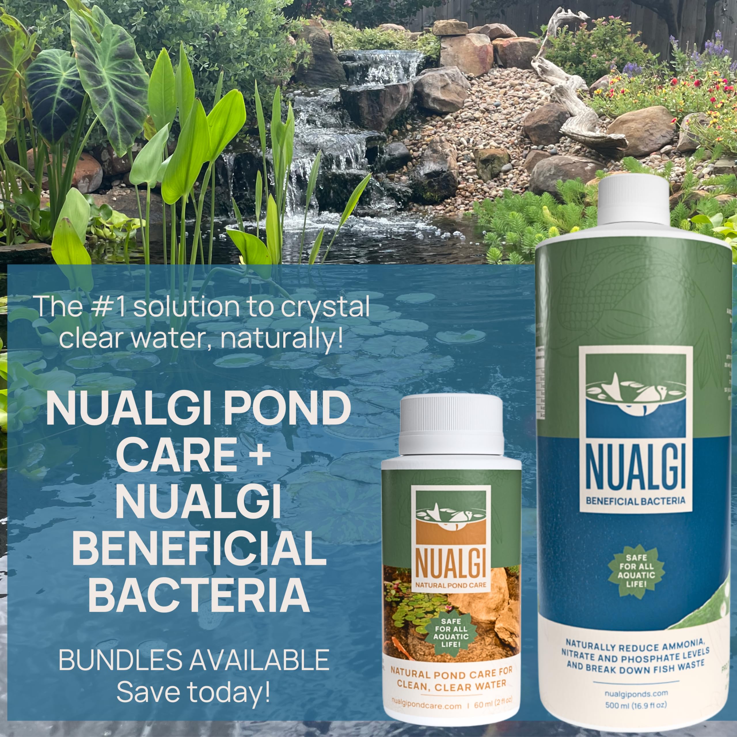 PondPatrol Nualgi stable beneficial bacteria for pond health and fewer water changes.