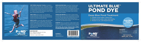 PondValue Ultimate Blue Dye close-up demonstrates rich color that enhances pond aesthetics.