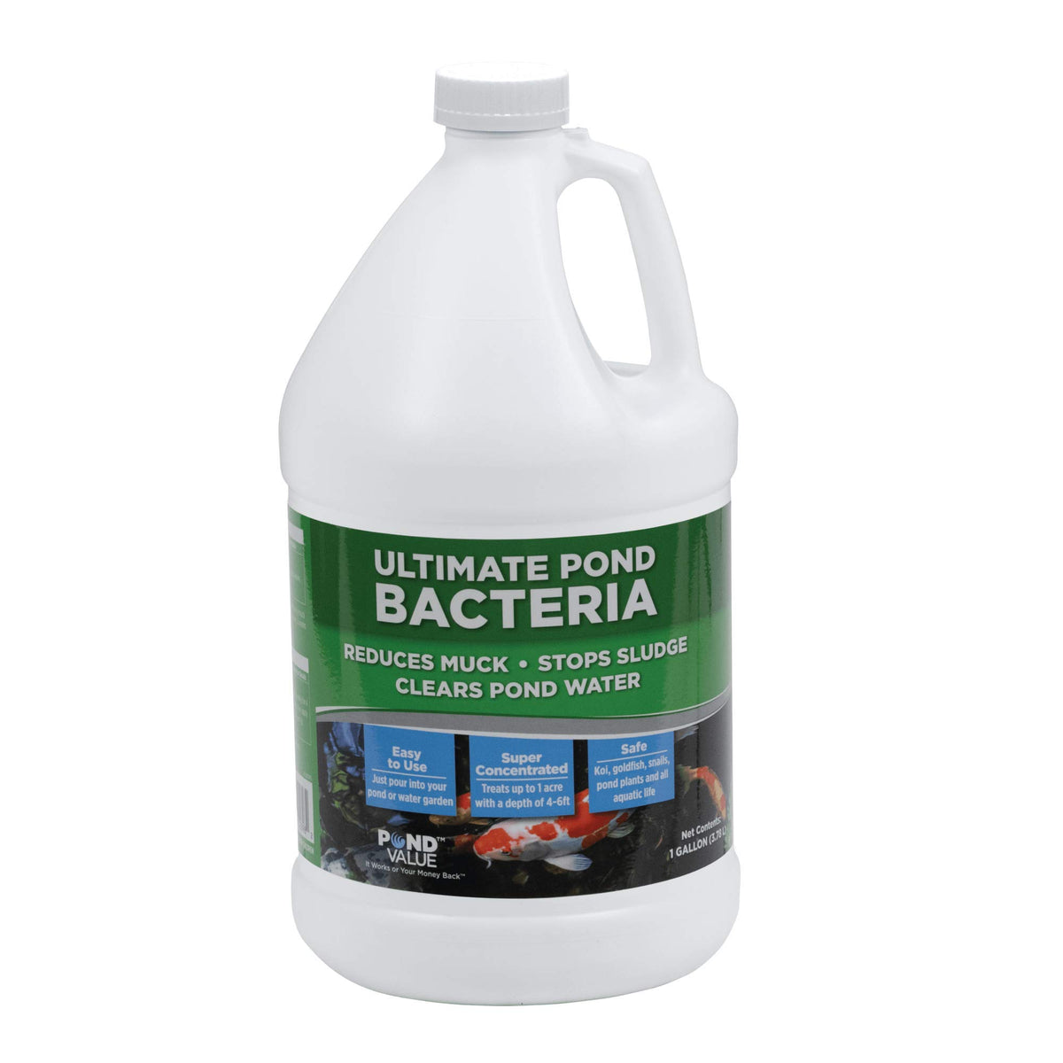 PondValue Ultimate bottle being poured to start treatment for clearer pond water.