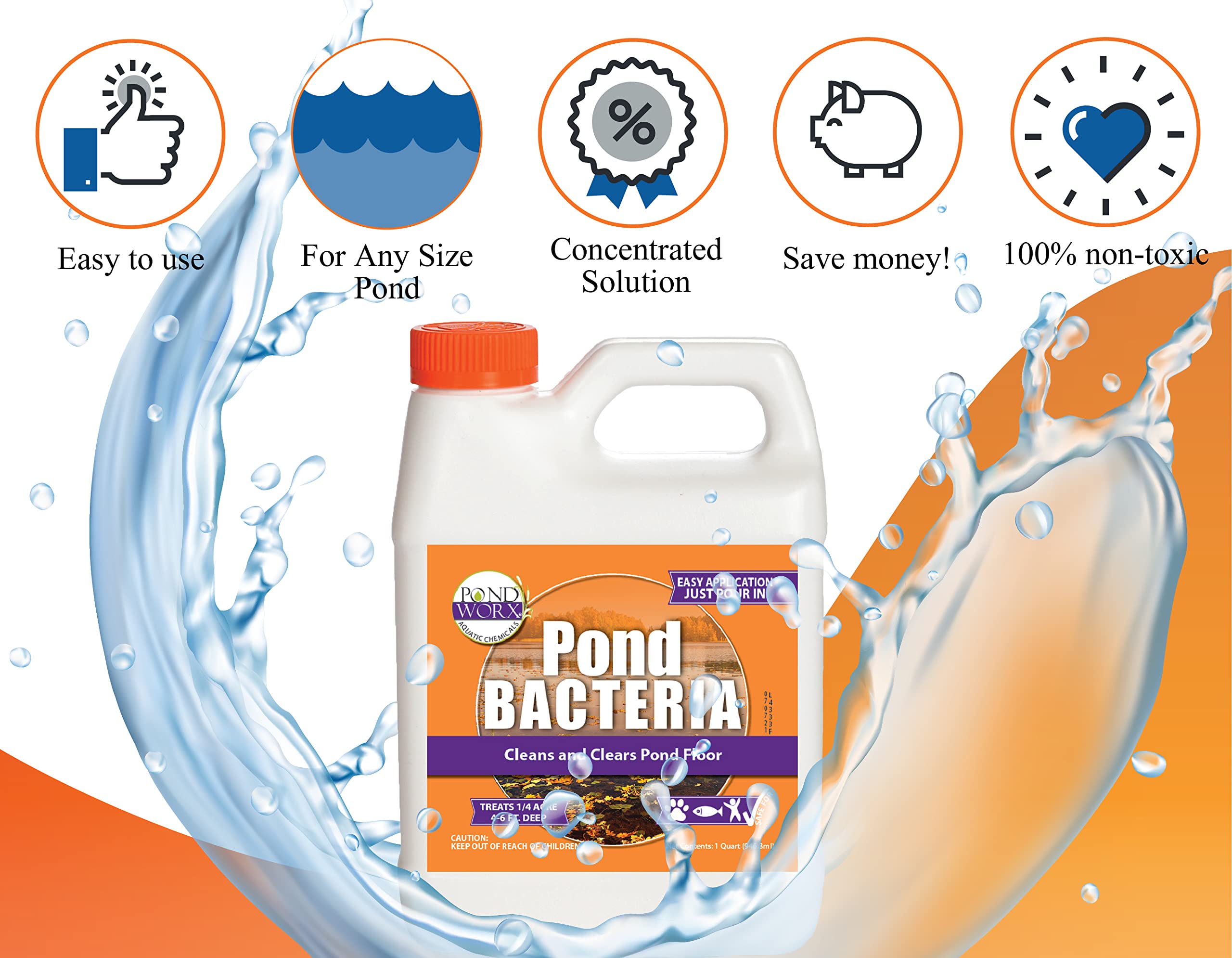 Pond Worx large pond ecosystem balance promotes clear water and healthy aquatic life.