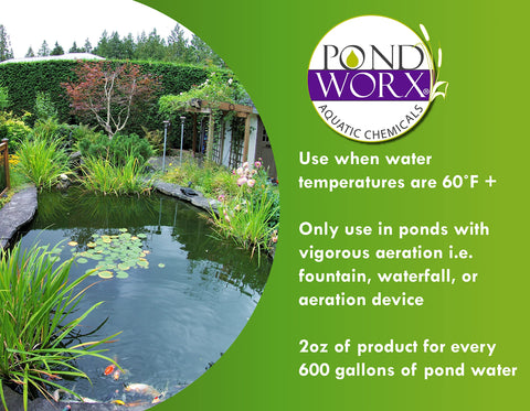 Pond Worx Water Clear requires vigorous aeration for best results in a healthy pond.