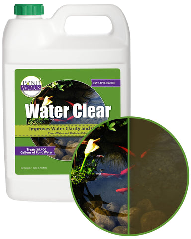 Pond Worx Water Clear bottle pour for easy dosing and clearer water.