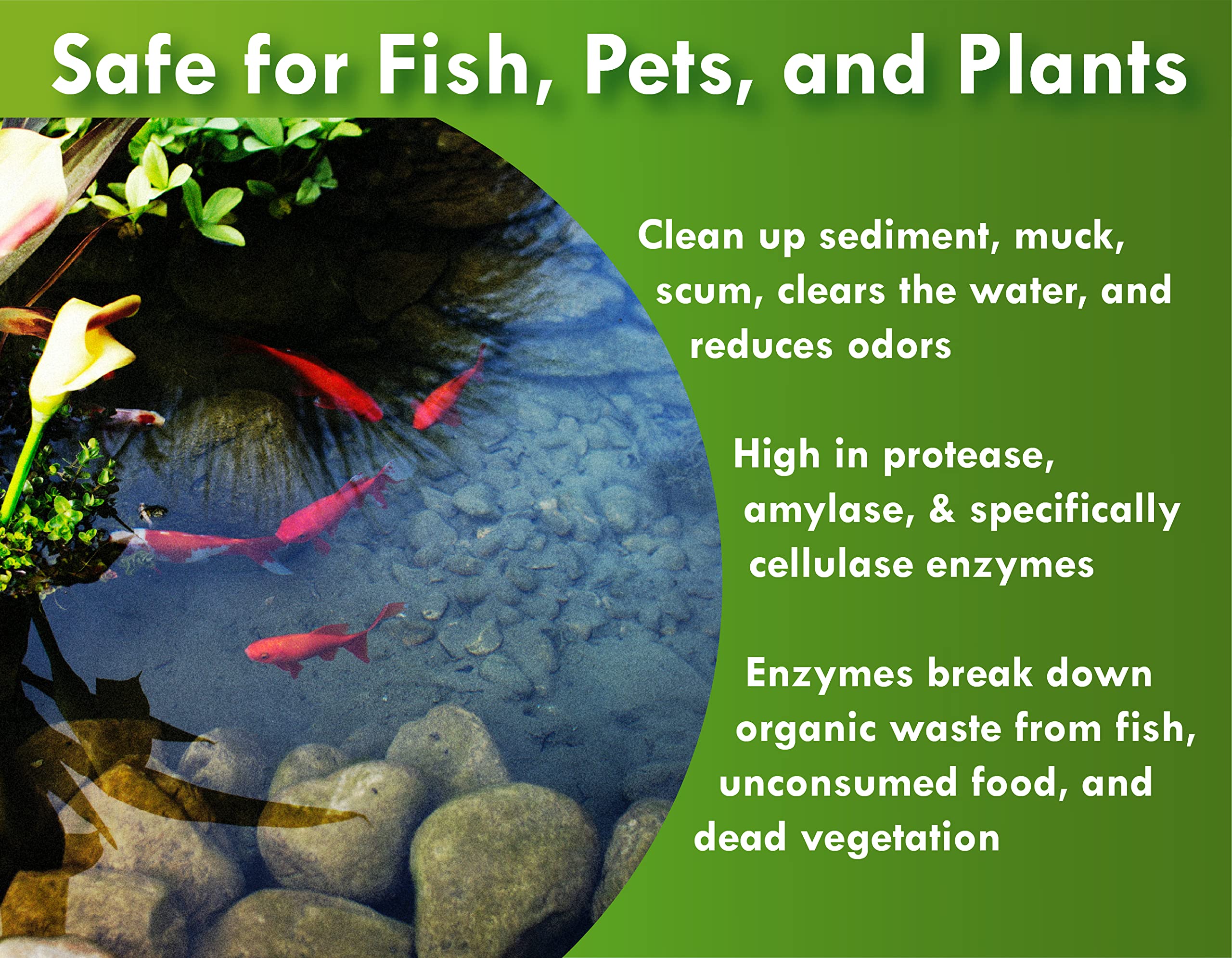 Pond Worx Water Clear reduces unpleasant pond odors for a refreshed water scent.